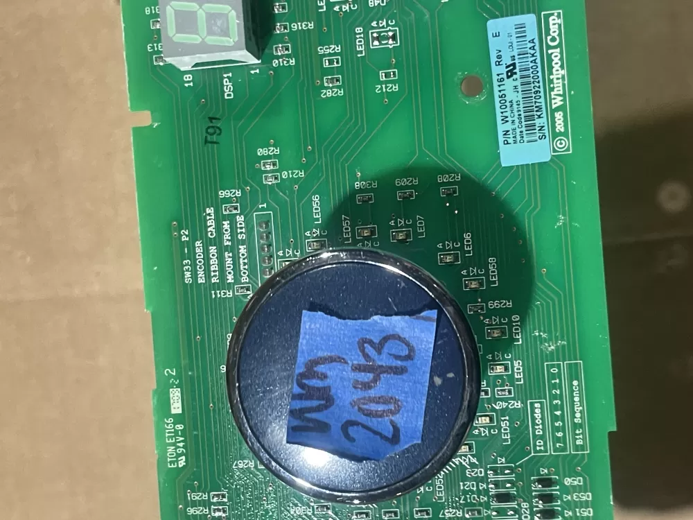 Whirlpool W10051161 Dryer User Interface Control Board AZ89723 | Wm2043