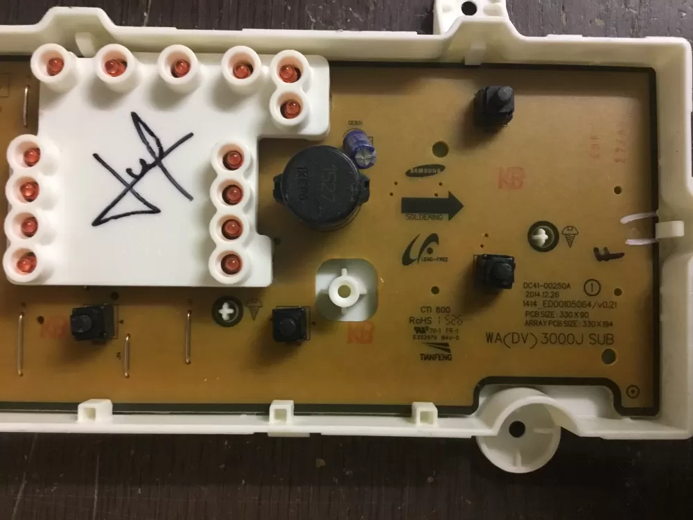 Samsung DC41-00250A Washer Control Board AZ233 | NRV309