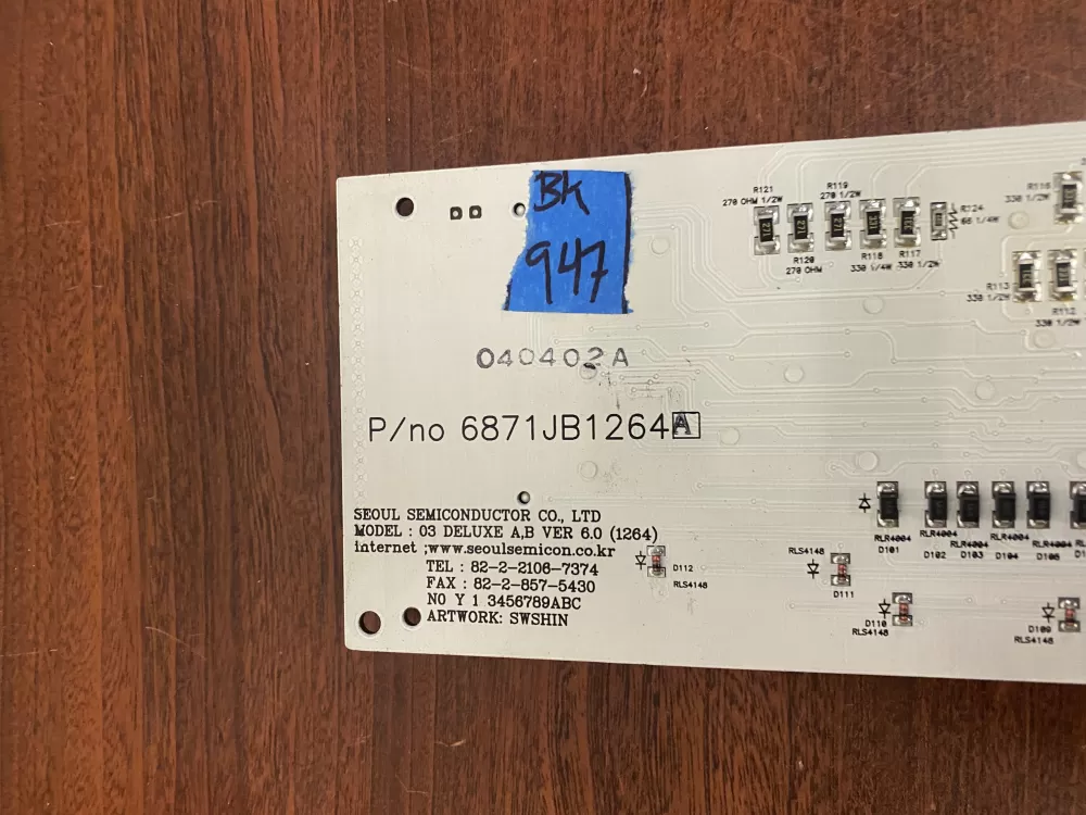 LG 6871JB1264B Refrigerator Control Board Dispenser Panel AZ47277 | BK947