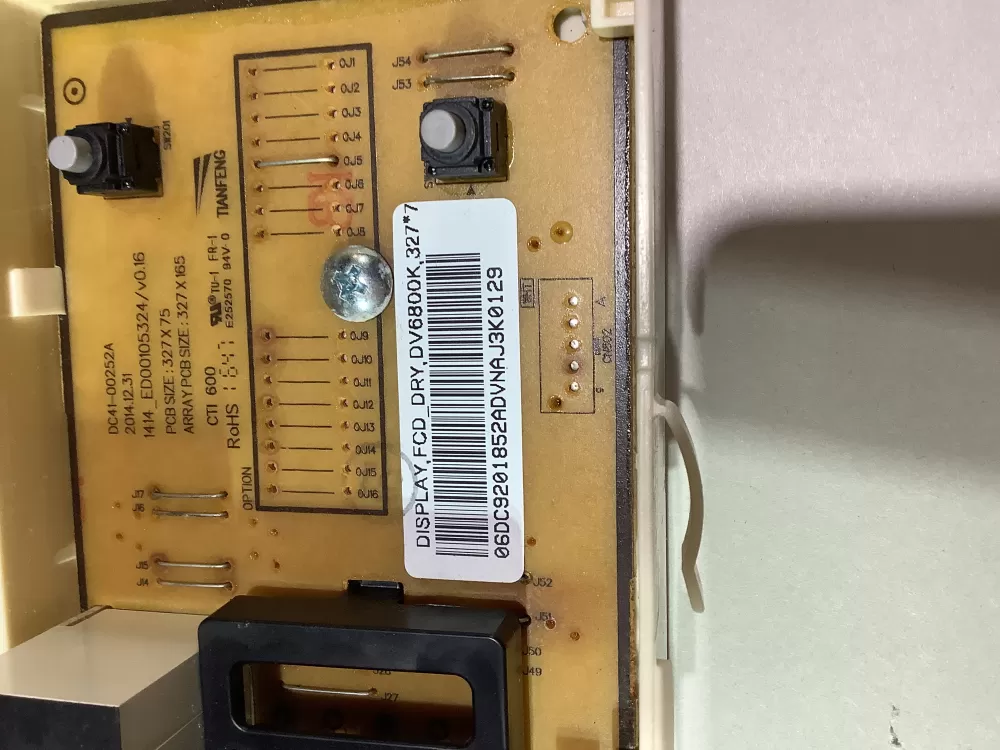 Samsung DC92-01852A Dryer User Interface Control Board AZ142549 | ZCV749