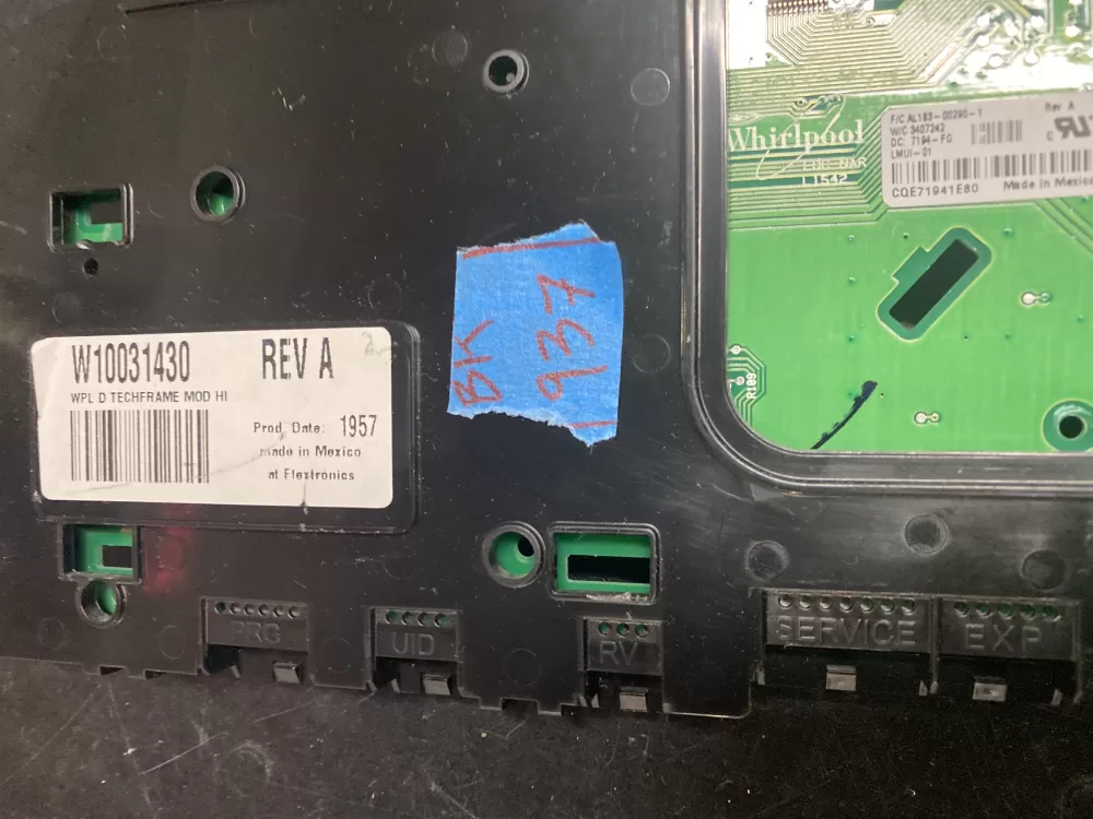 Whirlpool Kenmore W10031430 LMUI 01 LMUI 02 Dryer Control Board AZ11409 | BK937