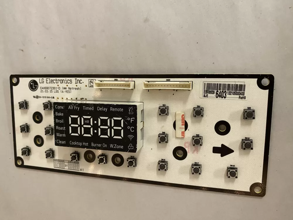 LG EBR89296403 Oven Range UI Display Control Board AZ201713 | BK2734