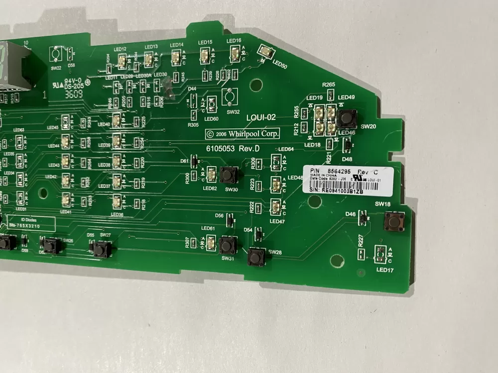 Whirlpool 8564295 User Interface Control Board AZ185916 | BK2725