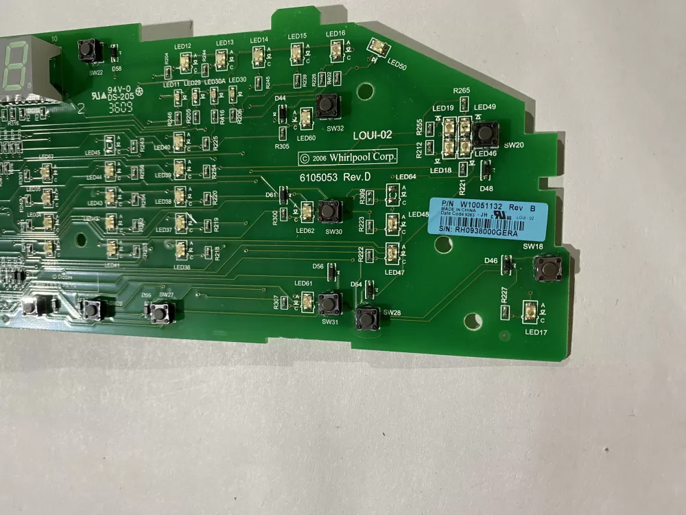 Whirlpool W10051132 W10051134 WPW10051132 Washer Control Board AZ191446 | BK156