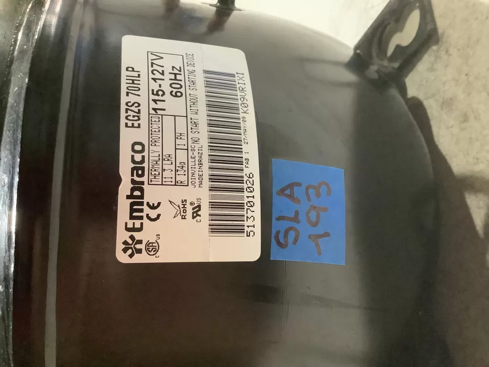 Embraco EGZS70HLP Replacement Refrigeration Compressor 1/5 HP AZ113919 | SL193