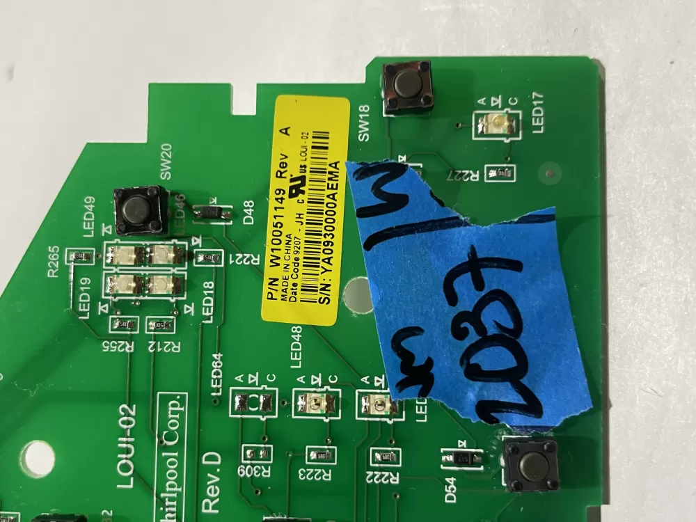 W10051149 WPW10051149 PS11748073 Washer Control Board AZ187289 | Wm2037