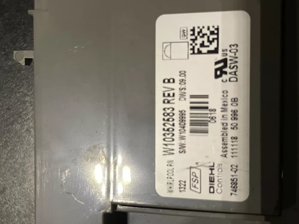 Whirlpool Kenmore W10352583 Dishwasher Control Board AZ28582 | WM228