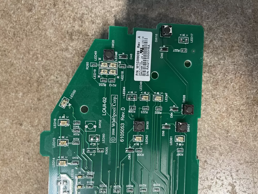 Whirlpool W10399099 Washer Control Board AZ16945 | KM1495