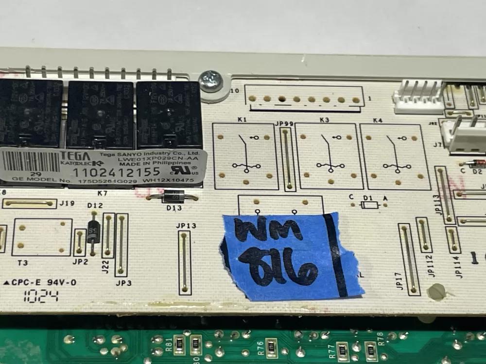 GE 175D5261G029 EBX1129P004 WH12X10475 Washer Control Board AZ111578 | Wm816