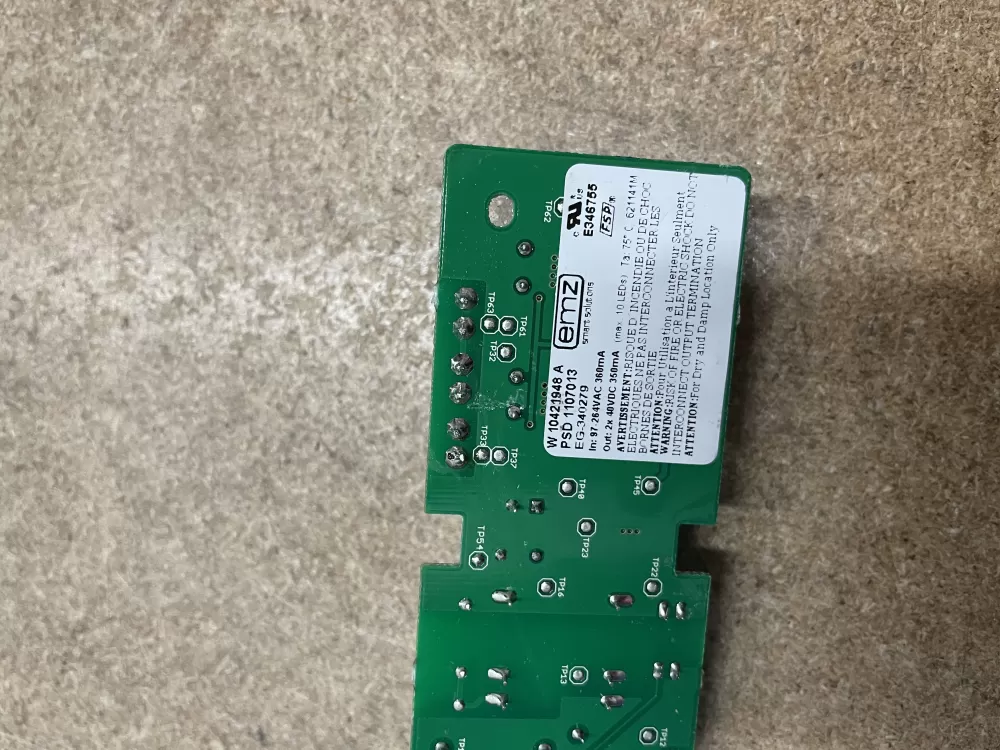 Whirlpool W10306786 Refrigerator LED Inverter Board Box AZ18651 | KM1378