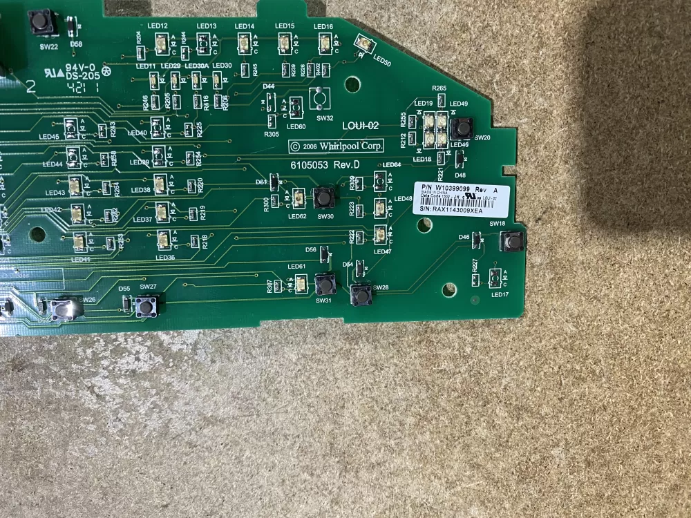 Whirlpool W10399099 Washer Control Board AZ70586 | BK1113