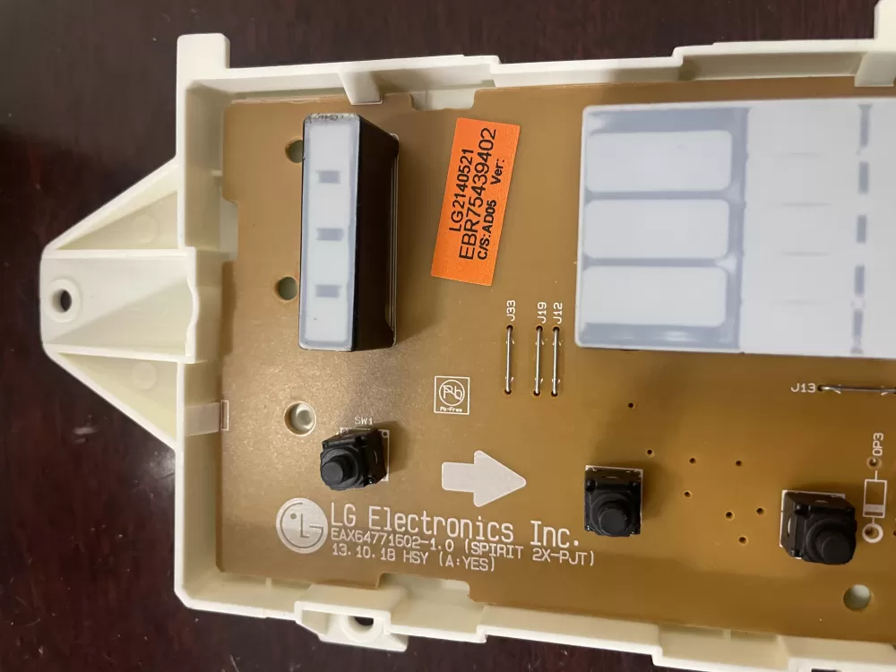 LG EBR75439402 Dryer User Interface Control Board PCB Assembly WAZ41724 | KM1727