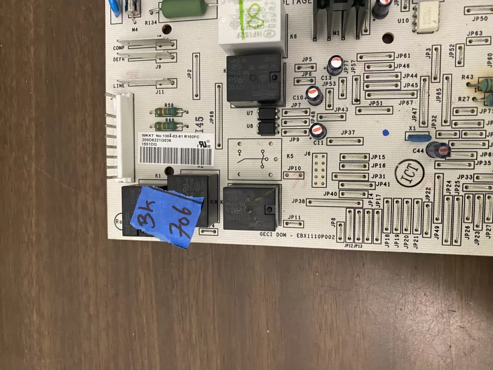 GE EBX1110P002 200D6221G036 Refrigerator Control Board AZ97276 | BK706