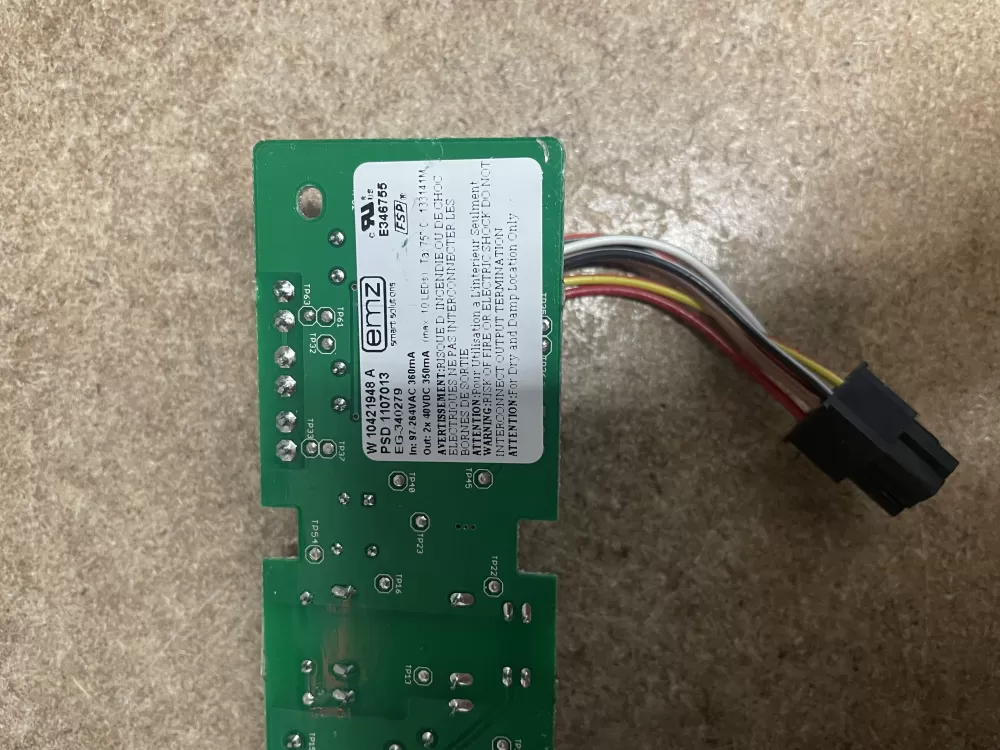 Whirlpool W10306786 Refrigerator LED Inverter Board Box AZ21298 | KM1534