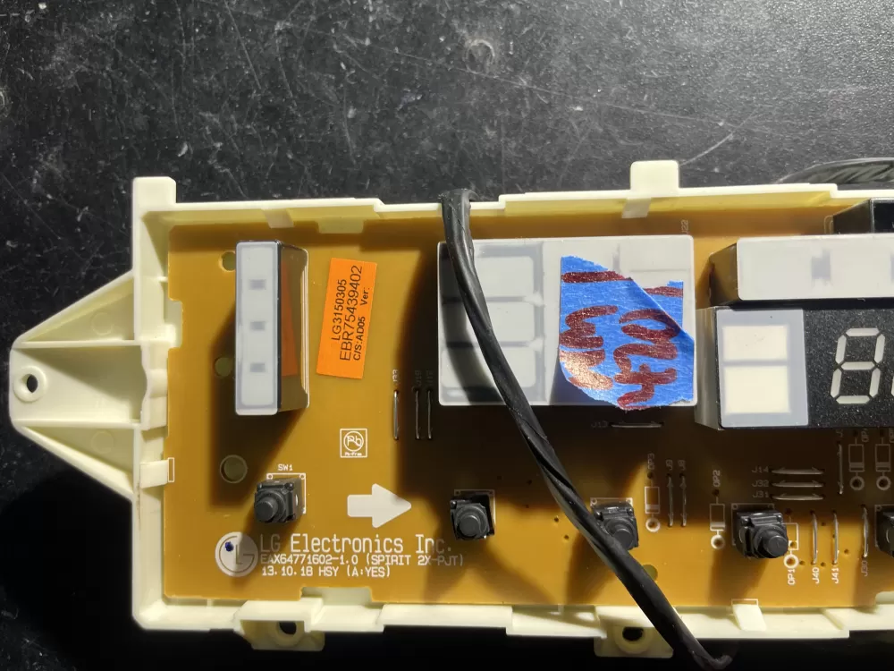 LG EBR75439402 Dryer User Interface Control Board PCB Assembly WAZ37714 | Wm420