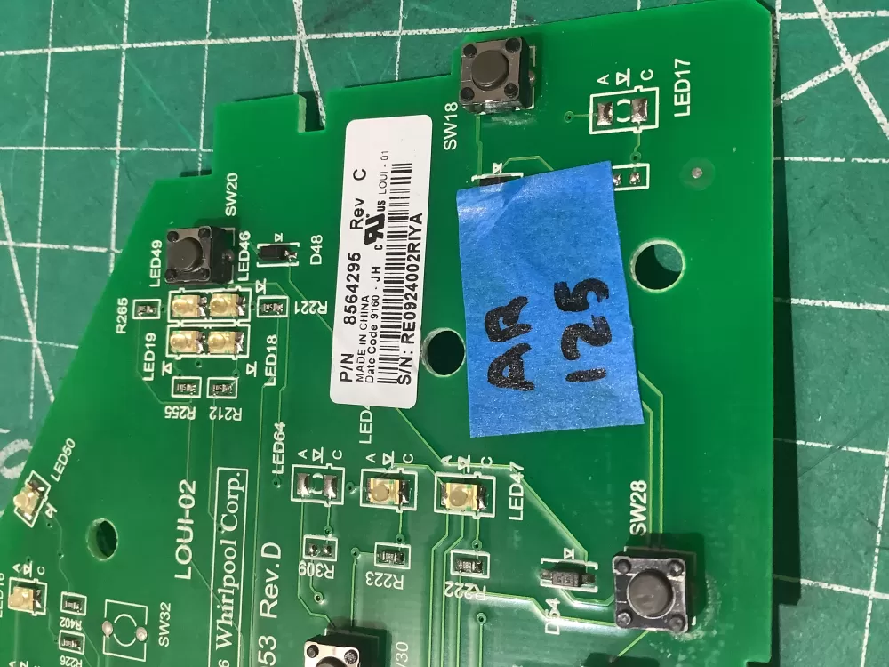 Whirlpool 8564295 User Interface Control Board AZ193970 | AR125
