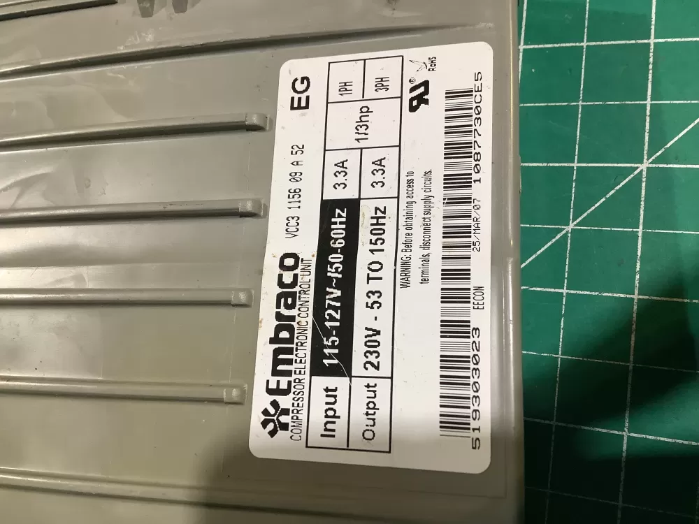  519303023 Refrigerator Control Board Embraco Inverter AZ141767 | NR1112