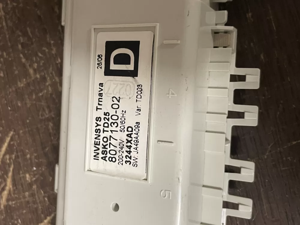 Asko 8077130-02 Main Control Board AZ50854 | Wmv462