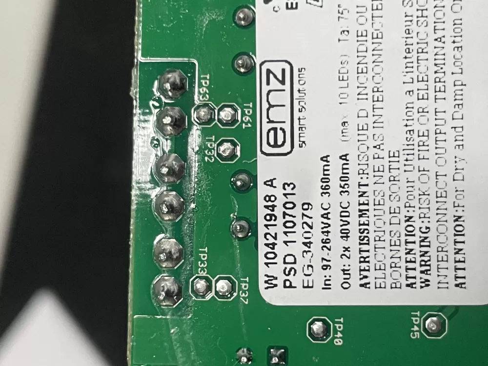 Whirlpool W10306786 Refrigerator LED Inverter Board Box AZ19964 | WM795