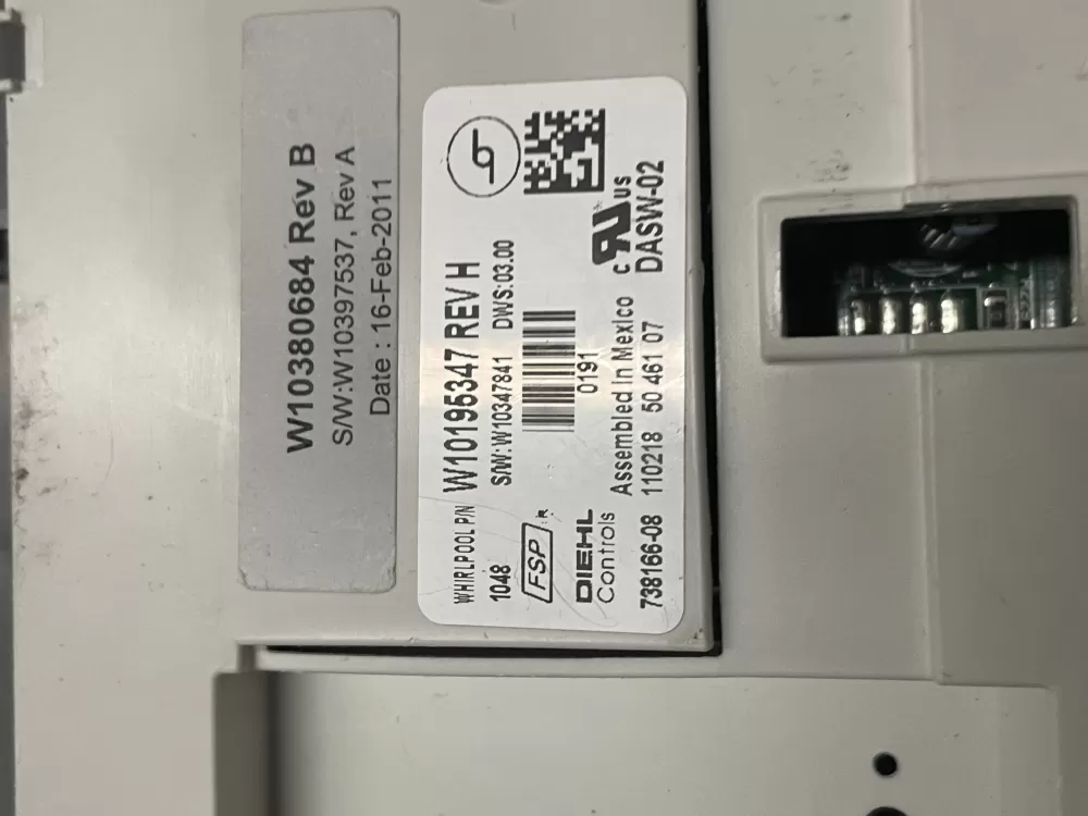 KitchenAid AP6020666 W10195347 Dishwasher Control Board # AZ1119 | Wm1461