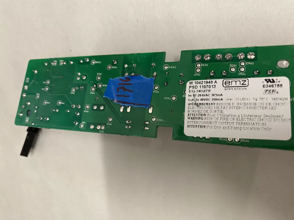 Whirlpool W10306786 Refrigerator LED Inverter Board Box AZ216285 | BK1716