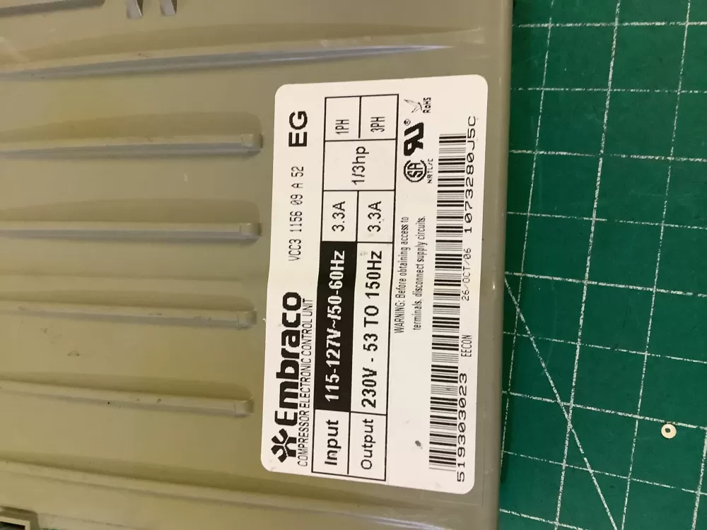  519303023 Refrigerator Control Board Embraco Inverter AZ198021 | NR2764