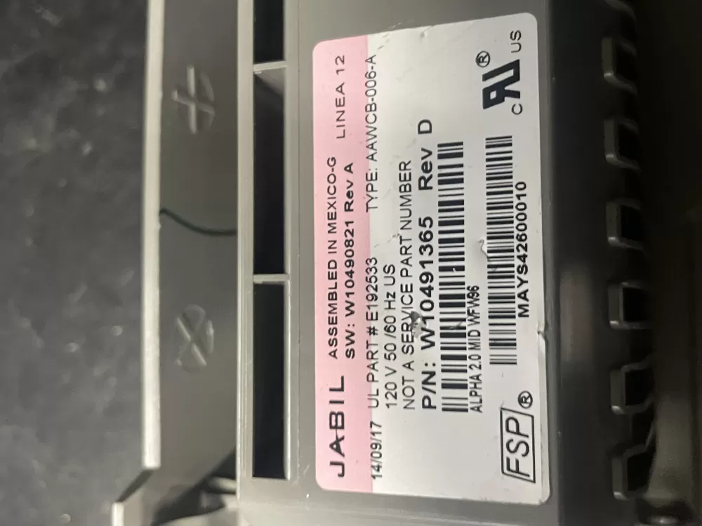 Whirlpool W10491365 Washer Control Board AZ15638 | V302