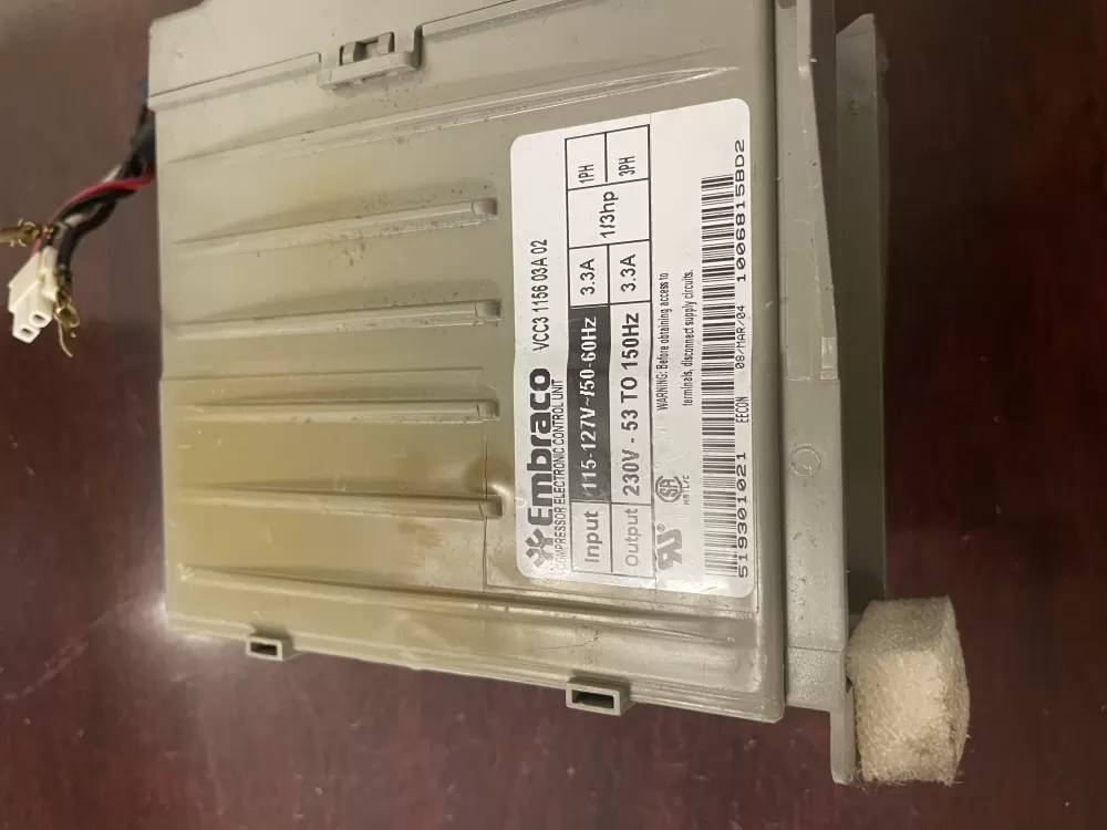 519301021 VCC3 1156 03A 02 EMBRACO REFRIGERATOR INVERTER BOARD AZ36514 | KM404