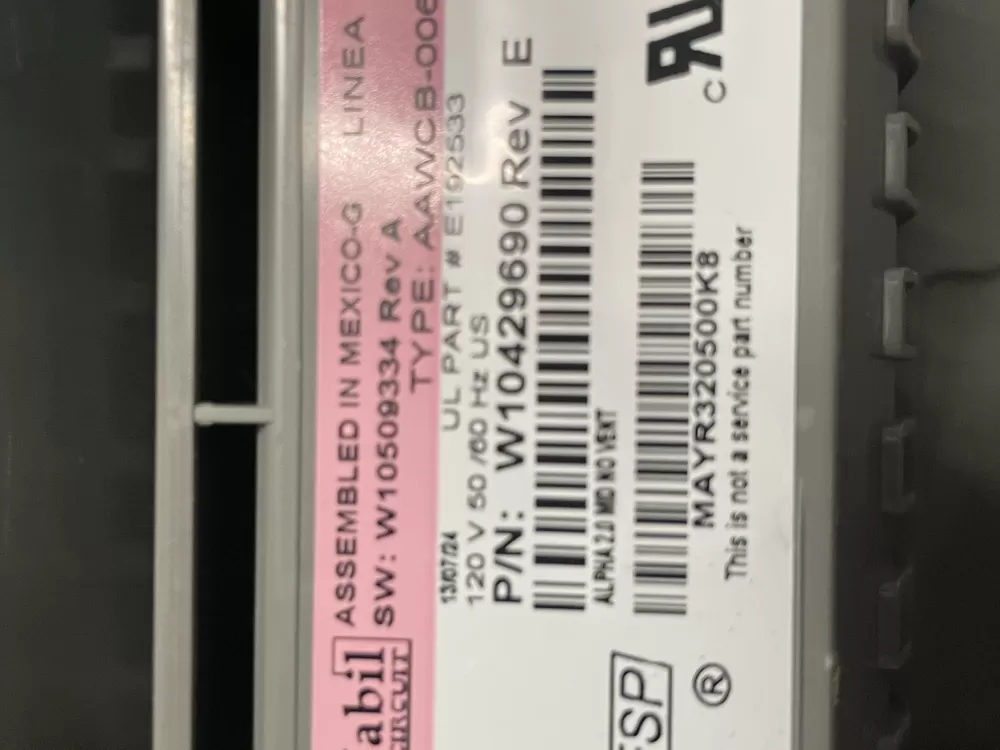 Whirlpool W10429690 W10422888 AP5650104 Washer Control Board AZ24612 | WMV292
