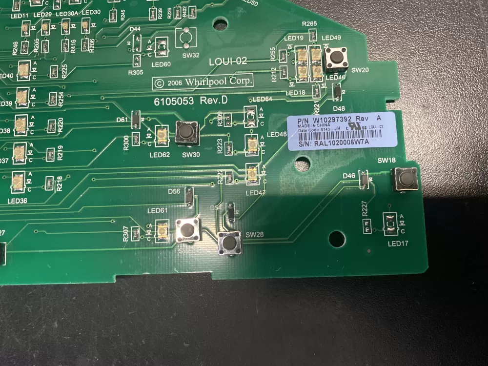 Whirlpool W10297392 WPW10298625 PD00032762 Dryer Control Board AZ12359 | BK1027