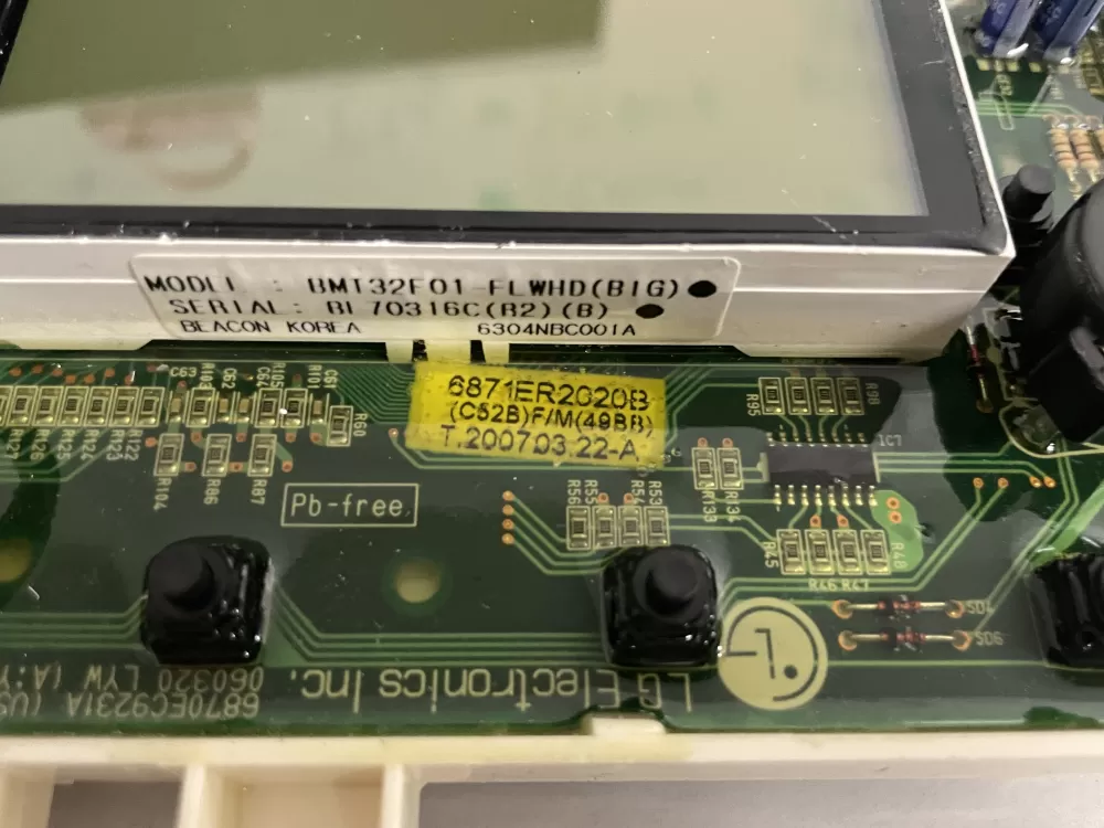 LG 6870EC9236A 6871ER2020B Washer Control Board AZ210727 | Wmv931