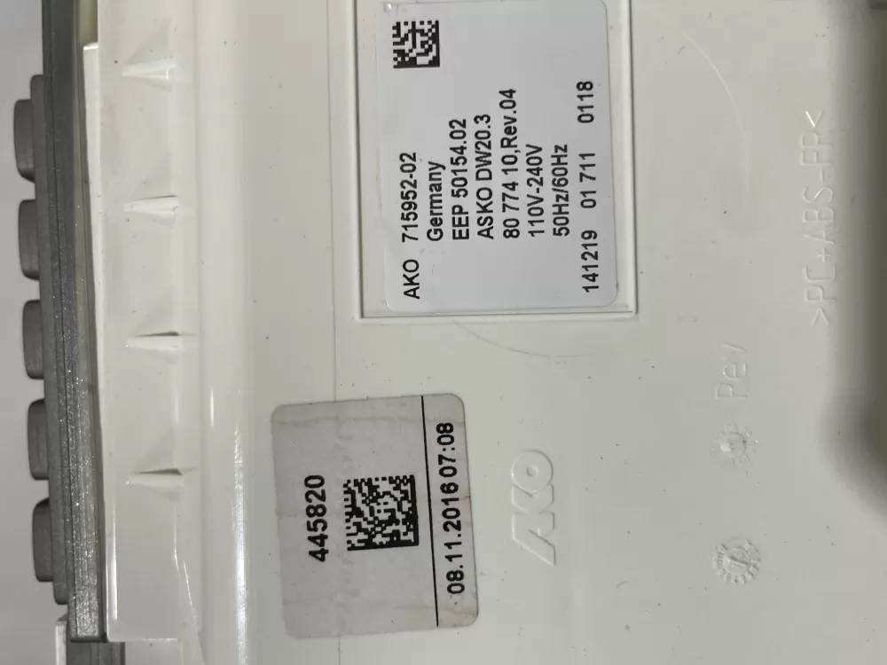 ASKO 715952-02 8801282 Dishwasher Control Board AZ166209 | Wm2563