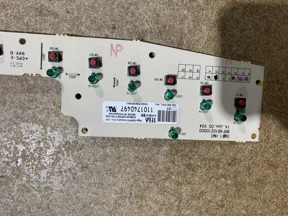 GE 165D7803P001 Dishwasher Control Board AZ70577 | BK1113
