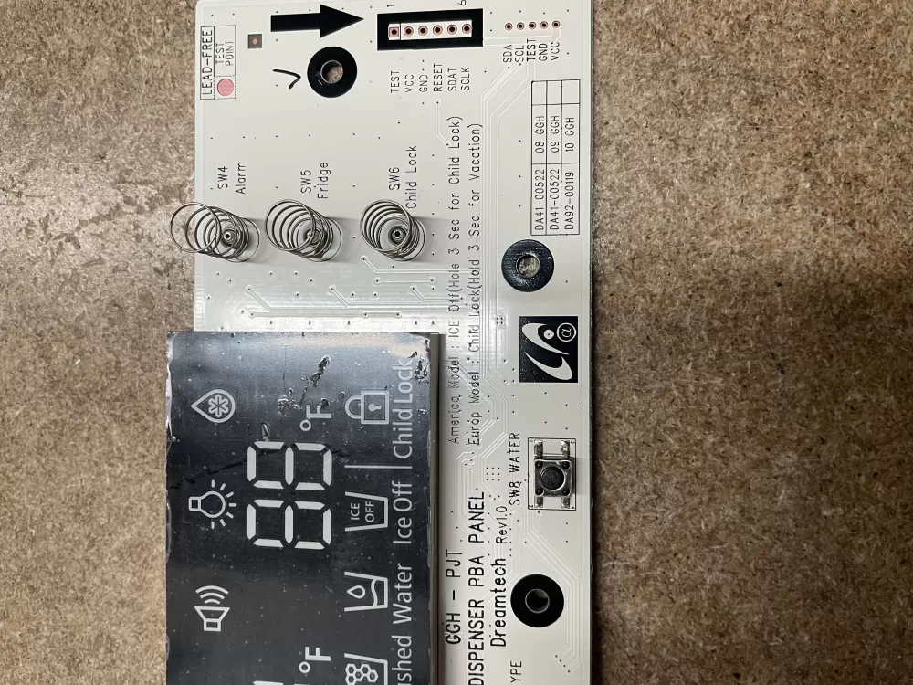 Samsung DA97-00522A Refrigerator Dispenser Control Board AZ7686 | KM1579