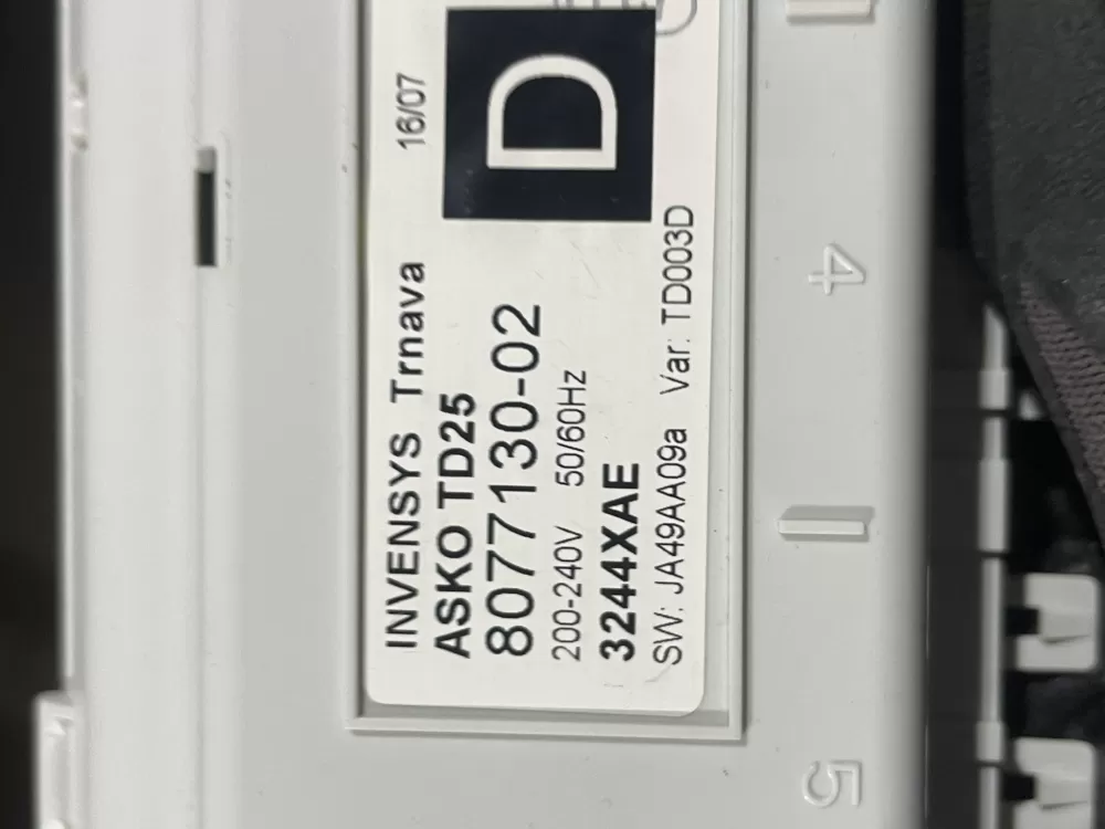 Asko 8077130-02 Main Control Board AZ97902 | Wmv525