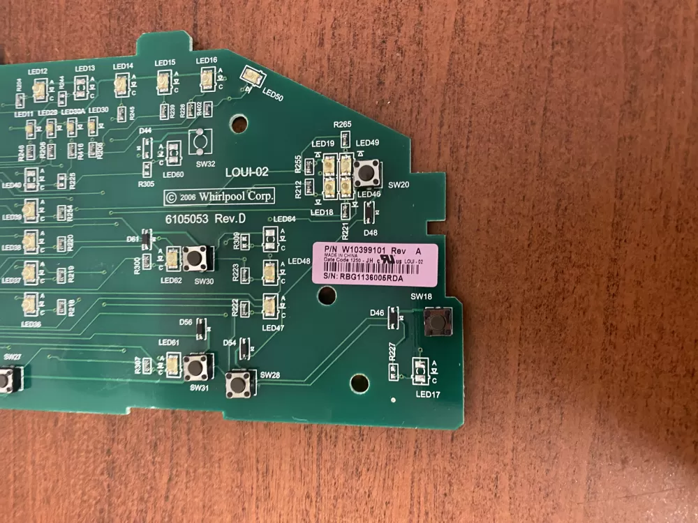 Whirlpool W10399101 Washer Control Board