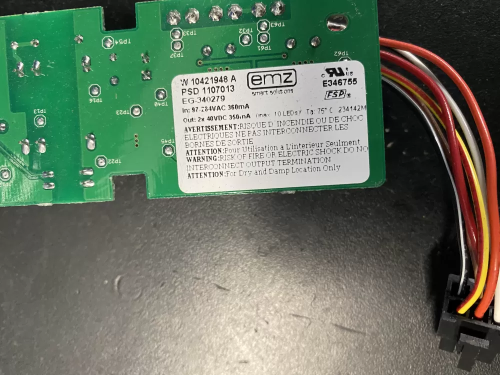 Whirlpool W10306786 Refrigerator LED Inverter Board Box AZ18629 | BK1427