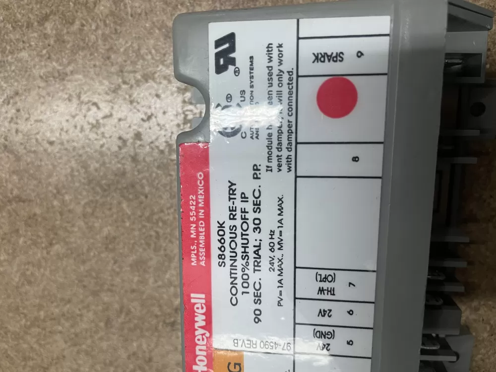 Furnace Honeywell 97-4590 S8660k Ignition Control Board Module AZ2186 | KM643