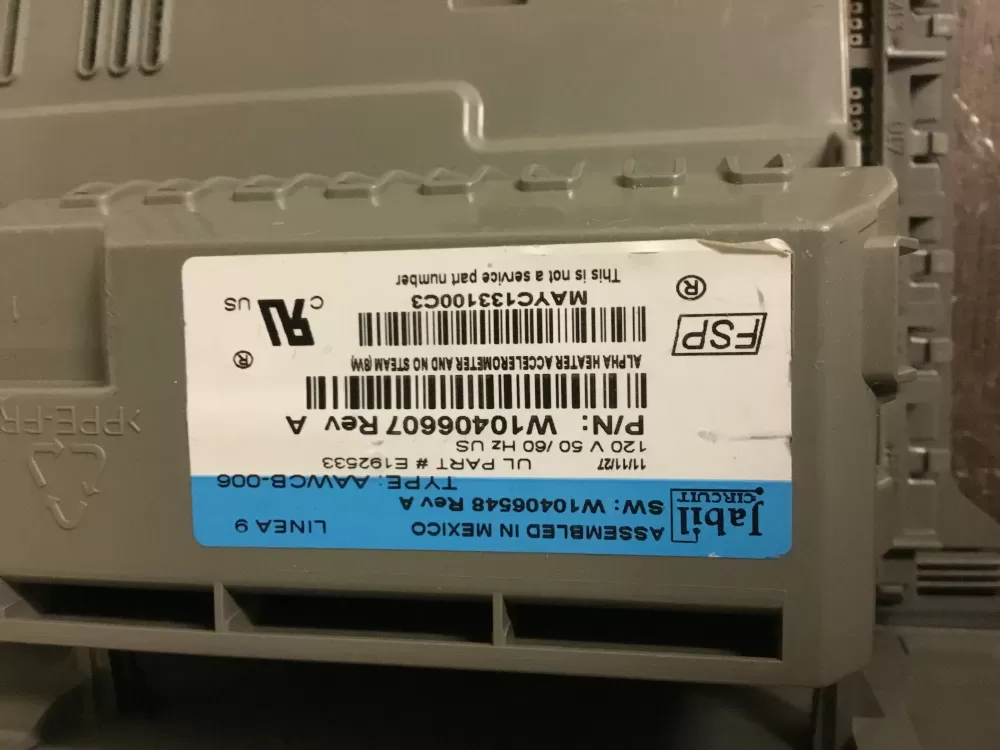 Whirlpool W10406607 Washer Control Board AZ7032 | NRV305