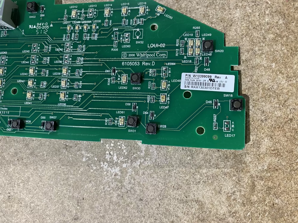 Whirlpool W10399099 Washer Control Board AZ76980 | BK1019